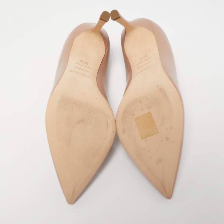مملوكة مسبقًا Sergio Rossi Beige Leather Pointed Toe Pumps Size 35.5