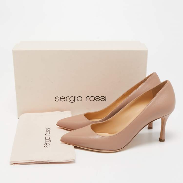 مملوكة مسبقًا Sergio Rossi Beige Leather Pointed Toe Pumps Size 35.5