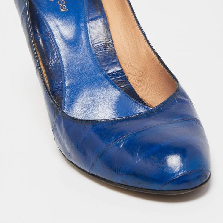 Pre Owned Sergio Rossi Two Tone Eel Leather Round Toe Pumps Size 40.5