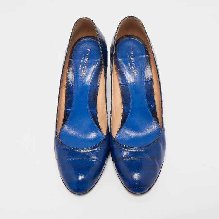 Pre Owned Sergio Rossi Two Tone Eel Leather Round Toe Pumps Size 40.5