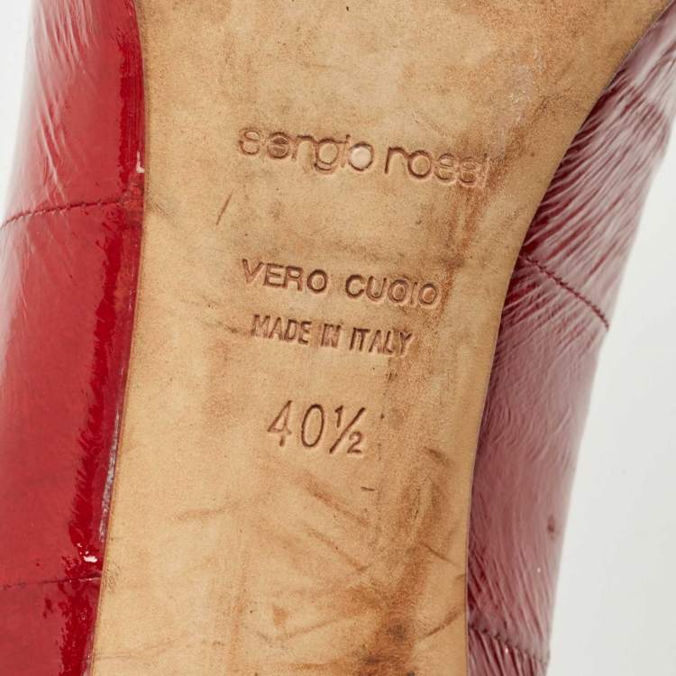 Pre Owned Sergio Rossi Dark Red Patent Eel Leather Round Toe Pumps Size 40.5
