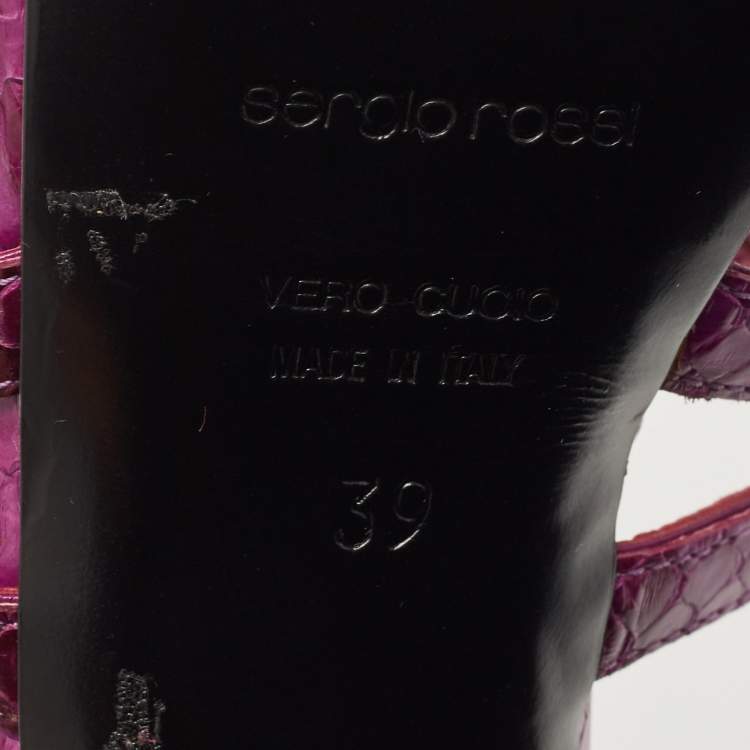 Pre Owned Sergio Rossi Purple Watersnake Leather Strappy Platform Sandals Size 39