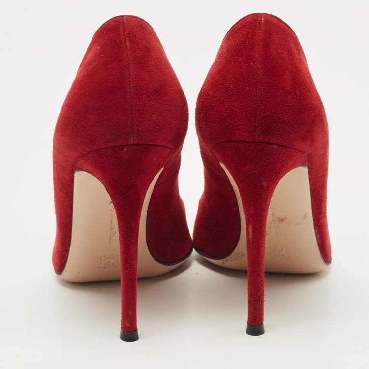 Pre Owned Sergio Rossi Burgundy Suede Gianvito Pumps Size 37