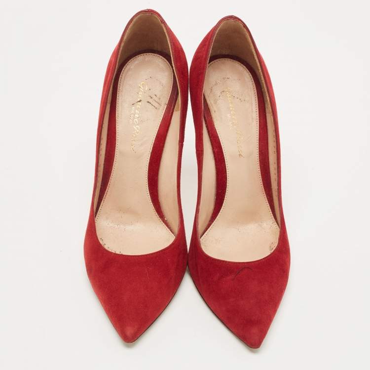 Pre Owned Sergio Rossi Burgundy Suede Gianvito Pumps Size 37