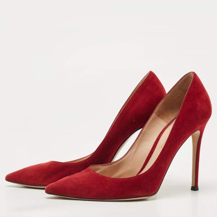 Pre Owned Sergio Rossi Burgundy Suede Gianvito Pumps Size 37