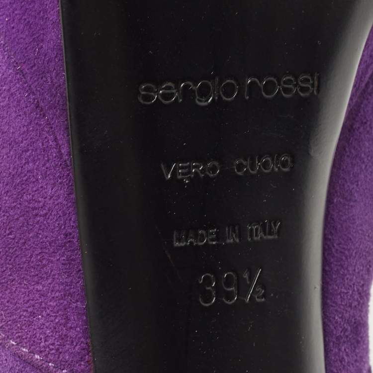 Pre Owned Sergio Rossi Purple Suede Ankle Boots Size 39.5