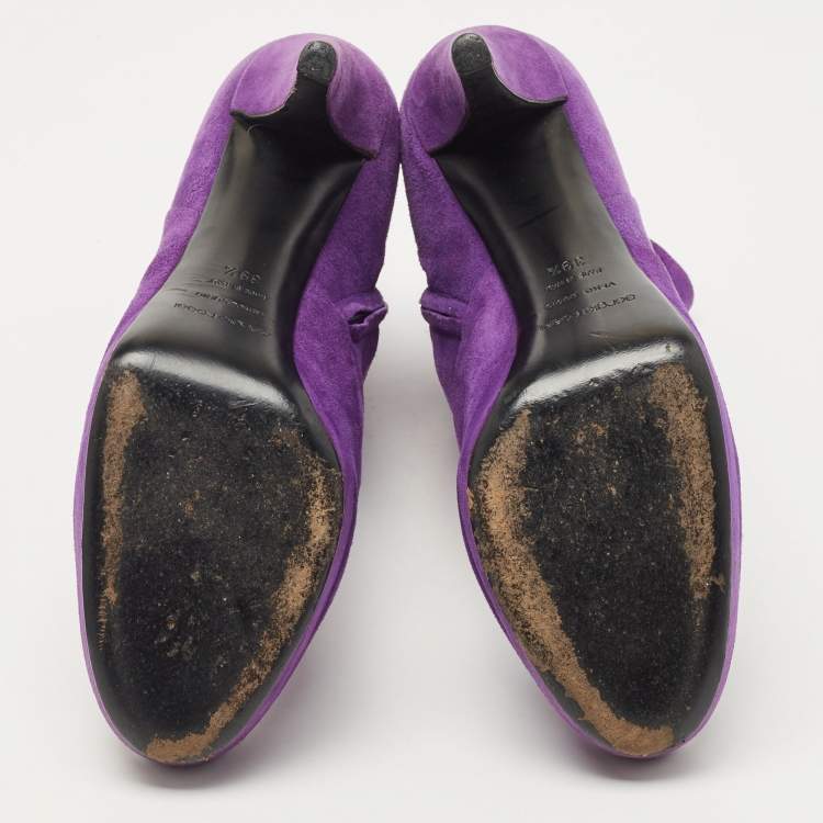 Pre Owned Sergio Rossi Purple Suede Ankle Boots Size 39.5