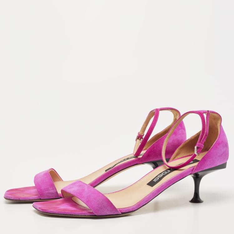 Pre Owned Sergio Rossi Pink Suede Ankle Strap Sandals Size 41