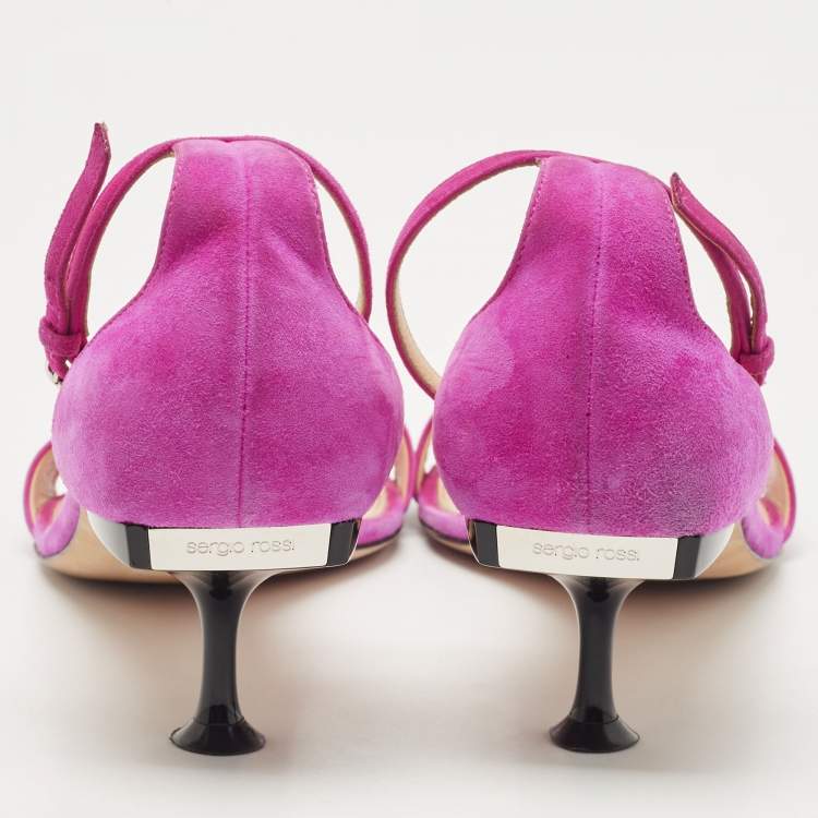 Pre Owned Sergio Rossi Pink Suede Ankle Strap Sandals Size 41