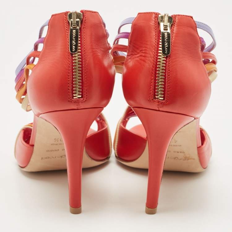 Pre Owned Sergio Rossi Multicolor Leather Strappy Sandals Size 40.5