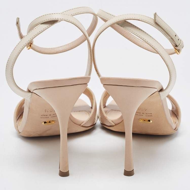 مملوكة مسبقًا Sergio Rossi Two Tone Leather Ankle Strap Sandals Size 40.5