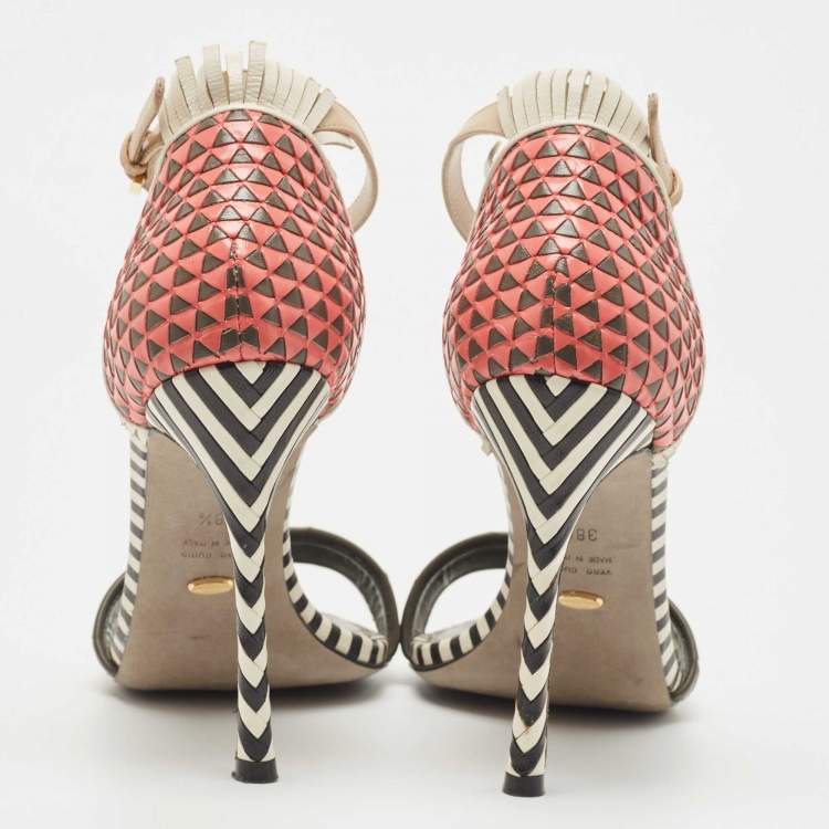 Pre Owned Sergio Rossi Multicolor Leather Ankle Strap Sandals Size 38.5