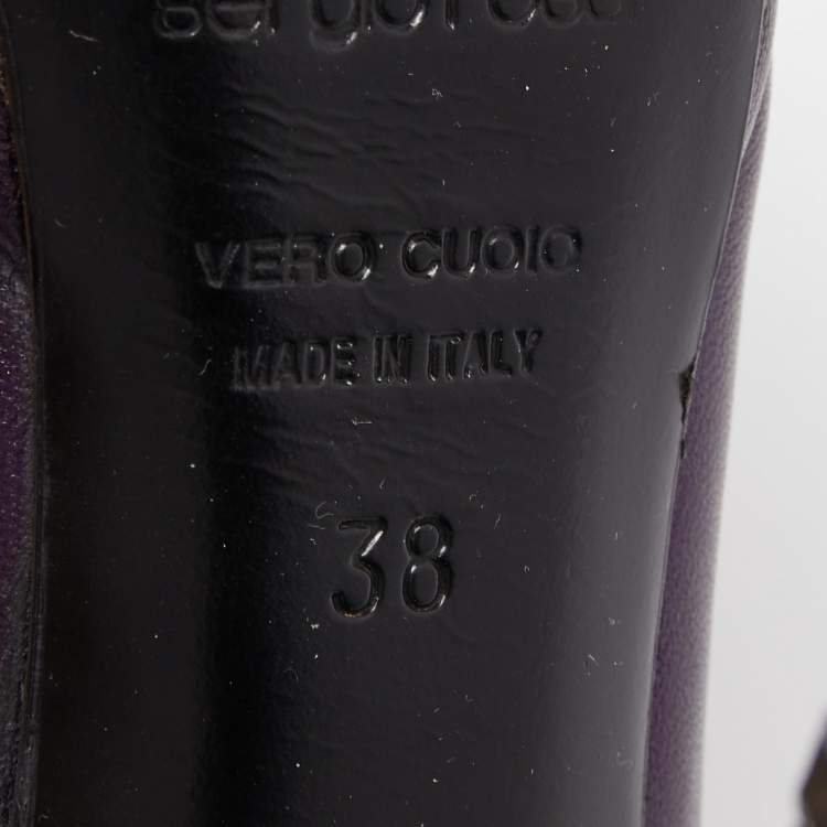 Pre Owned Sergio Rossi Metallic Purple Leather Peep Toe Pumps Size 38