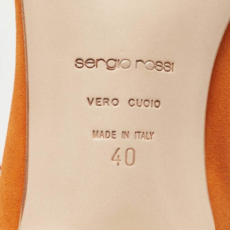 Pre Owned Sergio Rossi Orange Suede Bow Knee Length Boots Size 40
