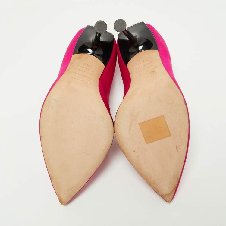 Pre Owned Sergio Rossi Pink Satin Pointed Toe Pumps Size 35.5