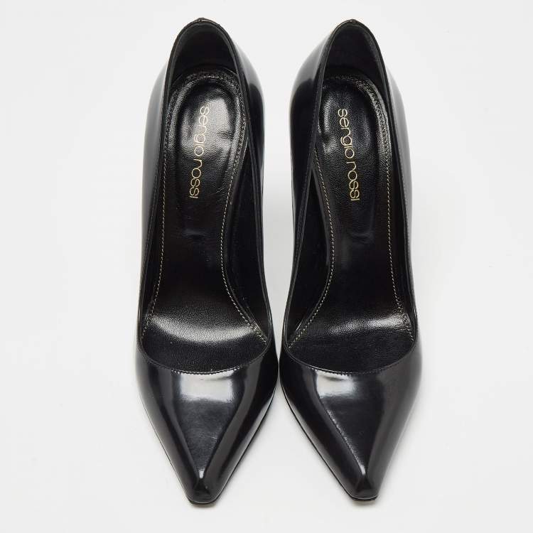 Pre Owned Sergio Rossi Black Leather Pointed Toe Pumps Size 37