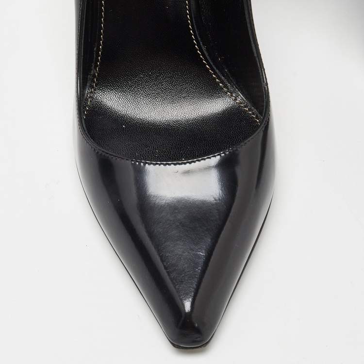 Pre Owned Sergio Rossi Black Leather Pointed Toe Pumps Size 37