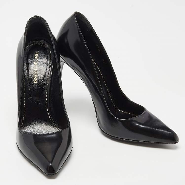 Pre Owned Sergio Rossi Black Leather Pointed Toe Pumps Size 37