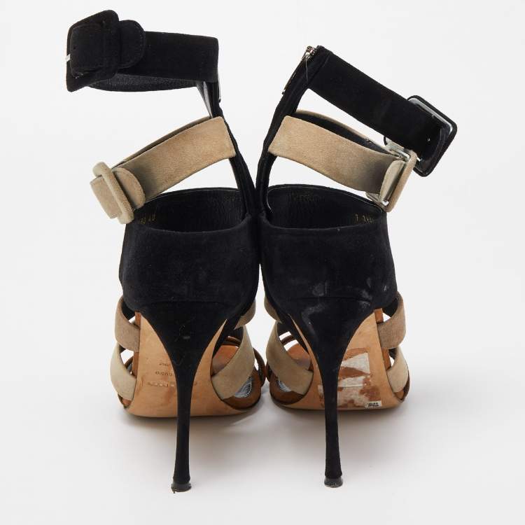 مملوكة مسبقًا Sergio Rossi Tricolor Suede Strappy Sandals Size 40
