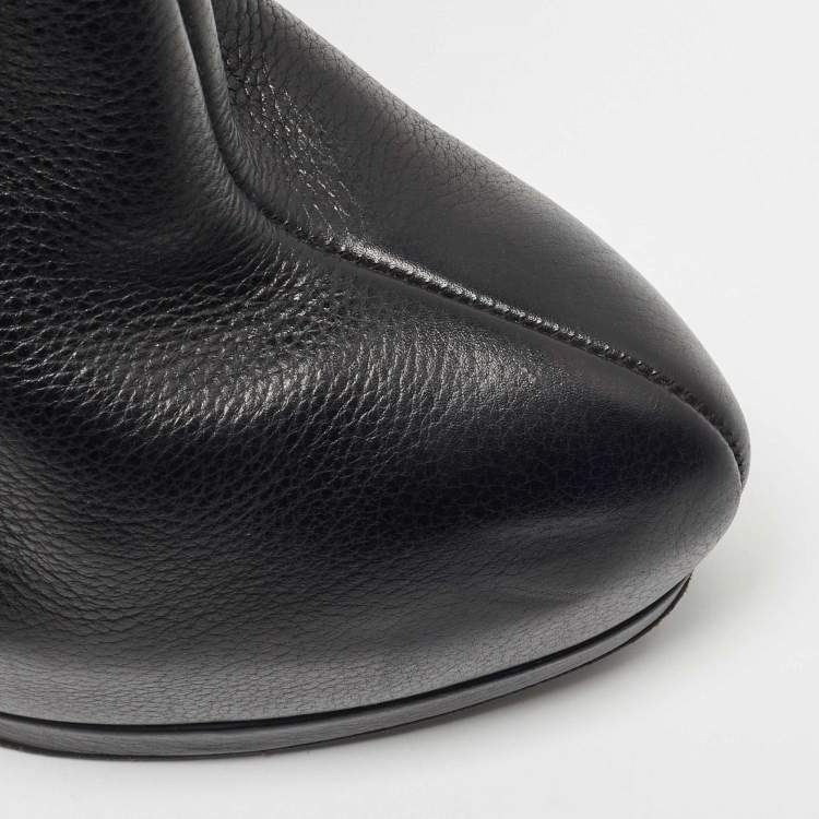 Pre Owned Sergio Rossi Black Leather Ankle Boots Size 39.5