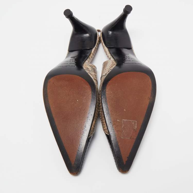مملوكة مسبقًا Sergio Rossi Two Tone Snakeskin Slingback Pumps Size 39