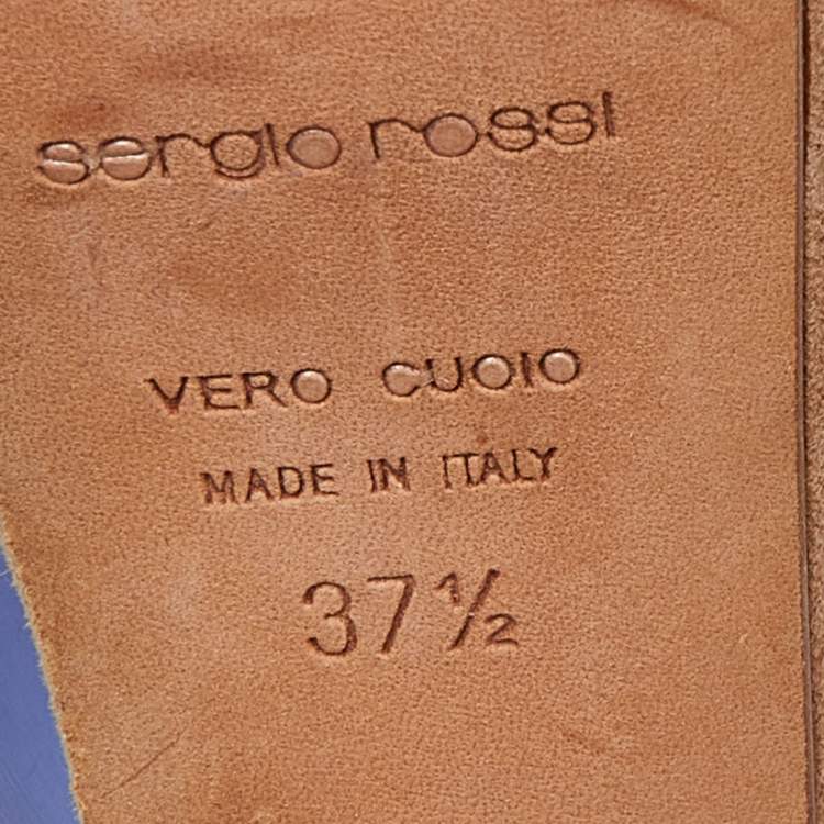 Pre Owned Sergio Rossi Lavender Leather and Alcantara Platform Slingback Sandals Size 37.5