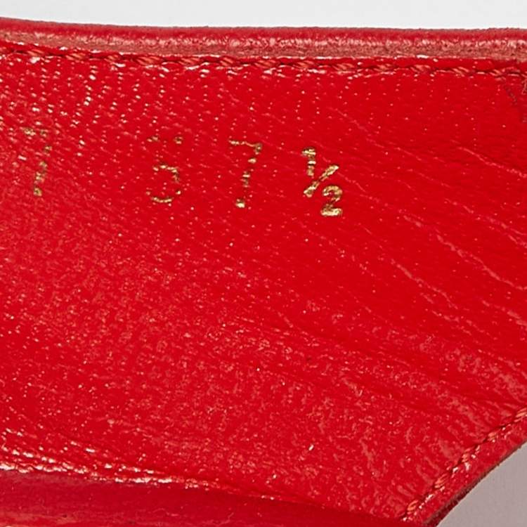Pre Owned Sergio Rossi Red Leather Platform Wedge Slingback Sandals Size 37.5
