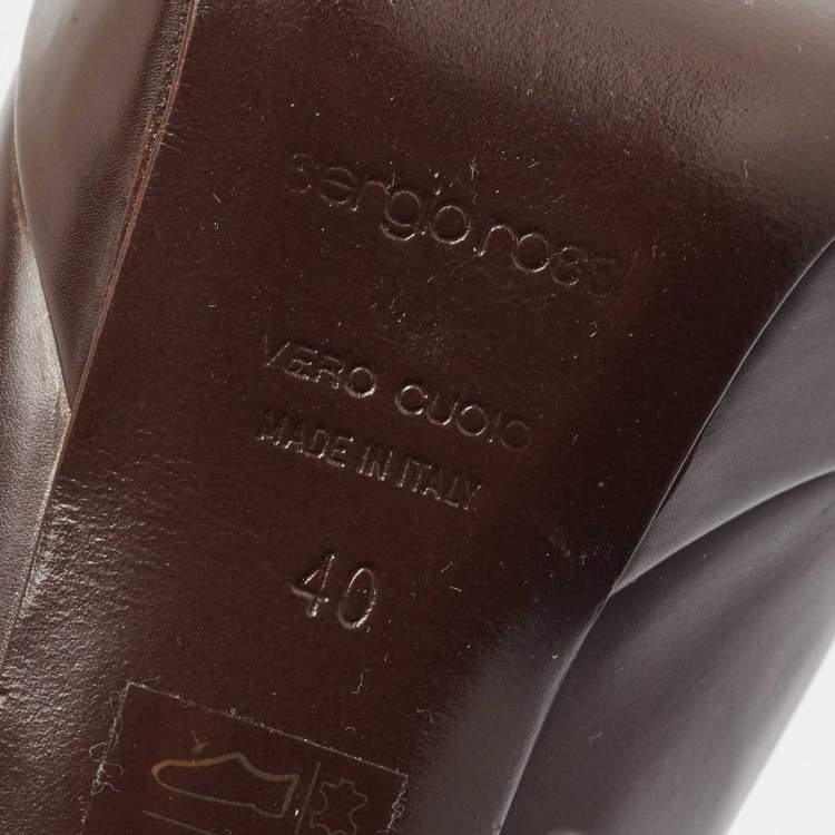 Pre Owned Sergio Rossi Brown Leather Platform Pumps Size 40