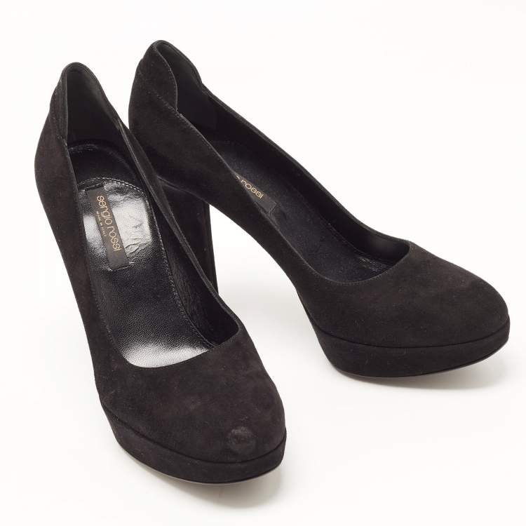 مملوكة مسبقًا Sergio Rossi Black Suede Platform Pumps Size 39