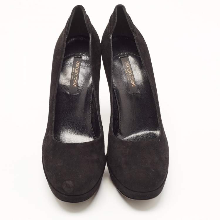 مملوكة مسبقًا Sergio Rossi Black Suede Platform Pumps Size 39