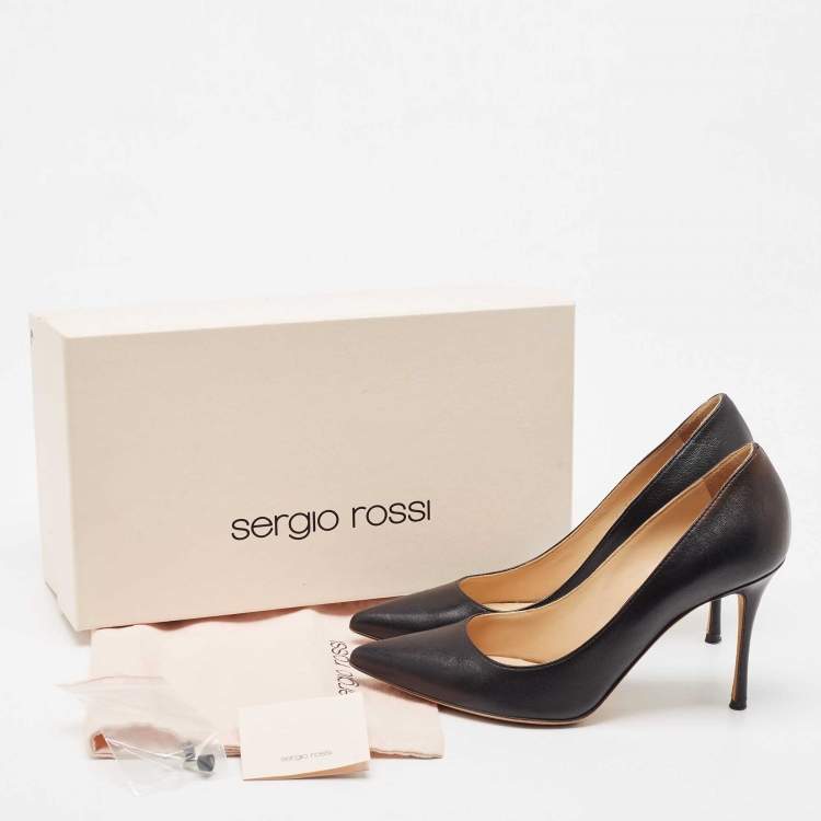 Pre Owned Sergio Rossi Black Leather Pointed Toe Pumps Size 37