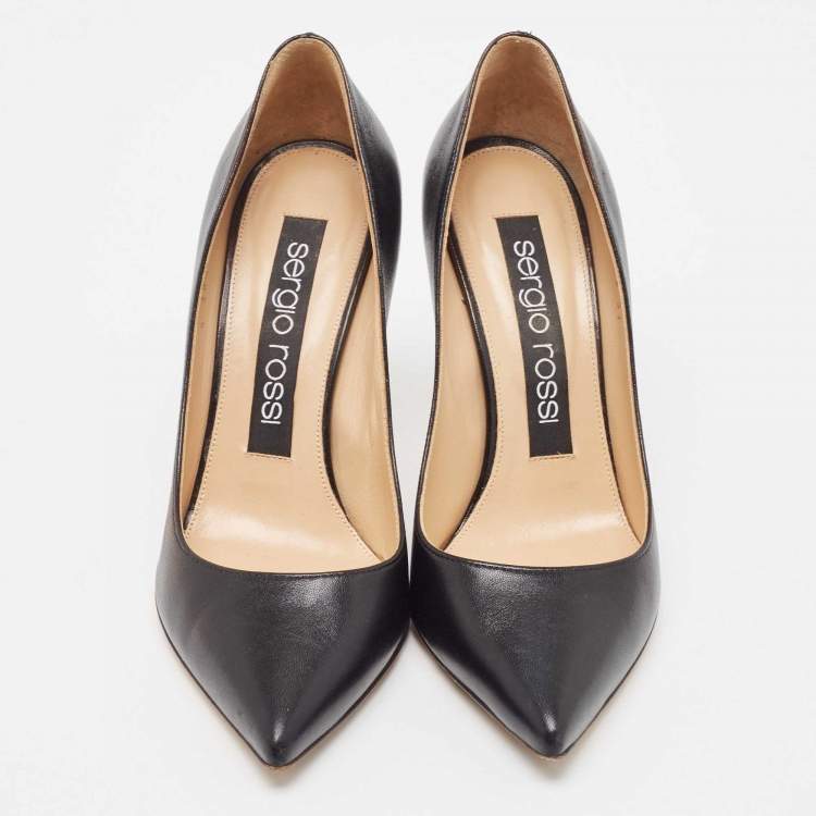 Pre Owned Sergio Rossi Black Leather Pointed Toe Pumps Size 37
