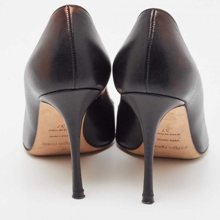 Pre Owned Sergio Rossi Black Leather Pointed Toe Pumps Size 37
