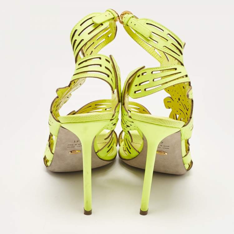 Pre Owned Sergio Rossi Green Leather Ankle Strap Sandals Size 41
