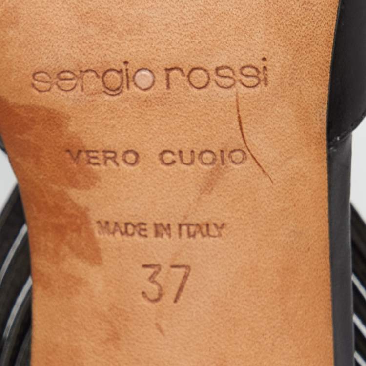 مملوكة مسبقًا Sergio Rossi Black Leather Strappy Sandals Size 37