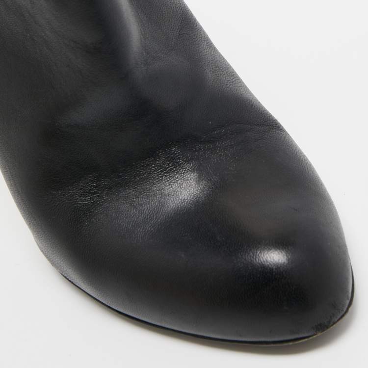 Pre Owned Sergio Rossi Black Leather Ankle Booties Size 40