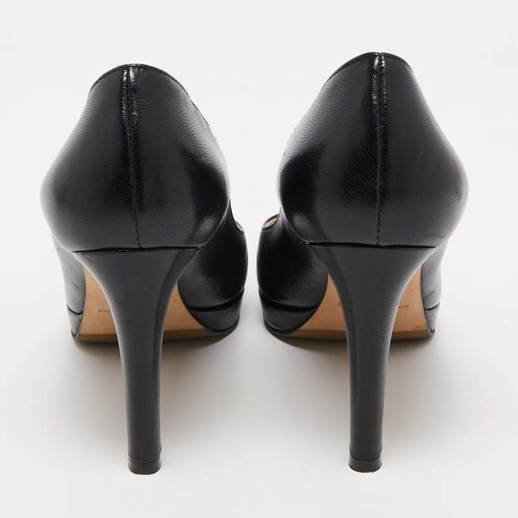 Pre Owned Sergio Rossi Black Leather Platform Pumps Size 36