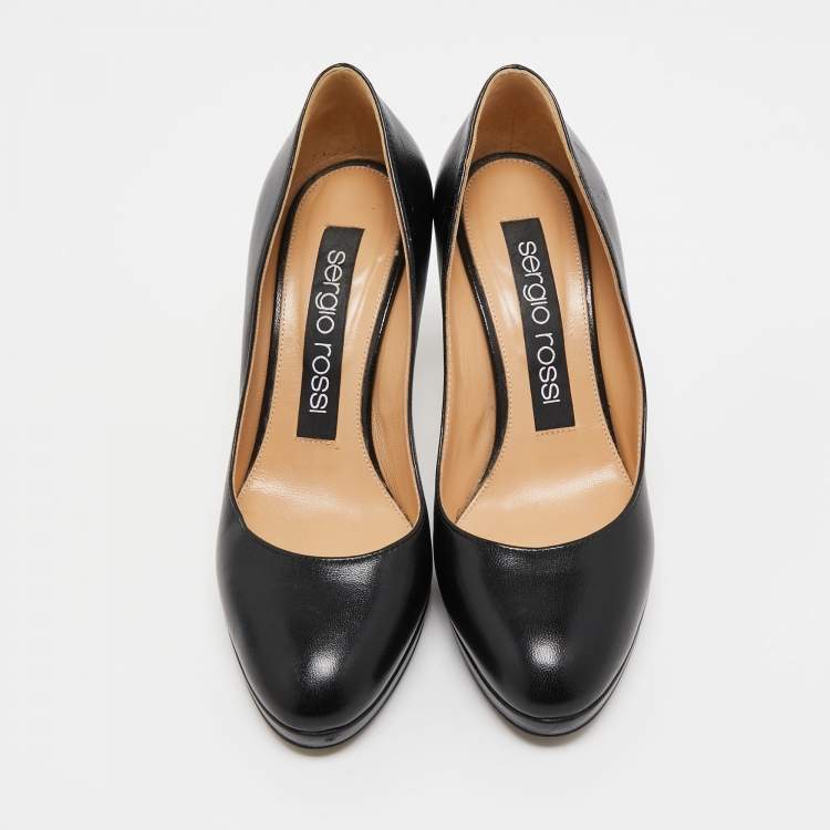 Pre Owned Sergio Rossi Black Leather Platform Pumps Size 36