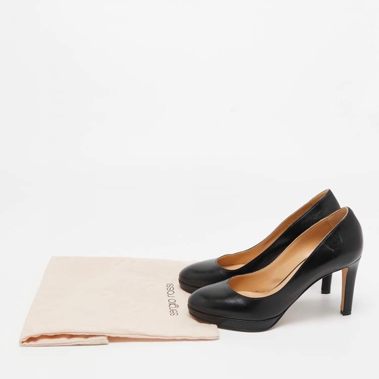 Pre Owned Sergio Rossi Black Leather Platform Pumps Size 36