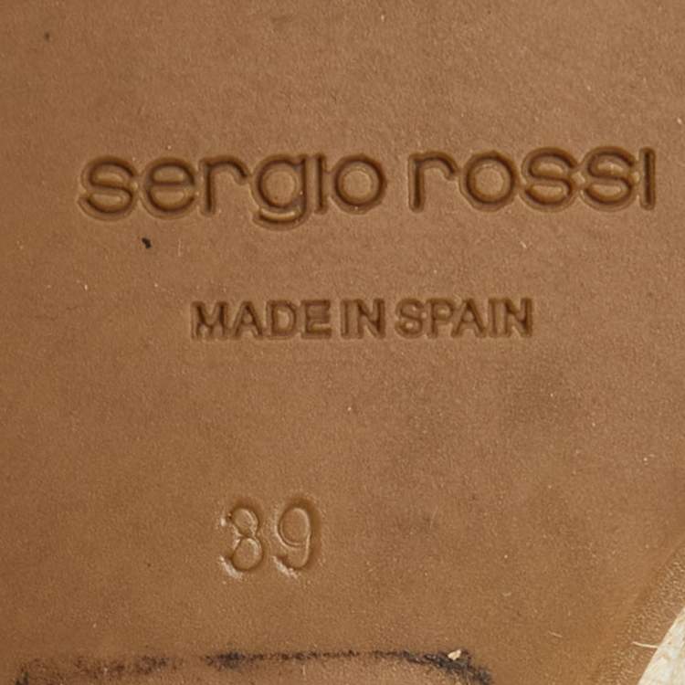 مملوكة مسبقًا Sergio Rossi Blue/Black Denim and Leather Wedge Sandals Size 39