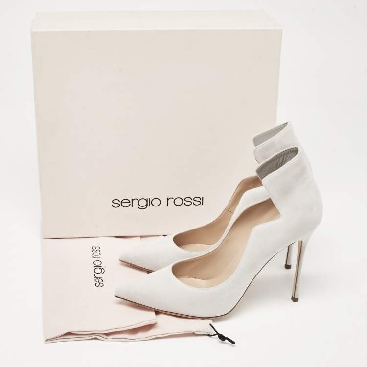 Pre Owned Sergio Rossi Grey Suede Godiva Wave Pumps Size 39