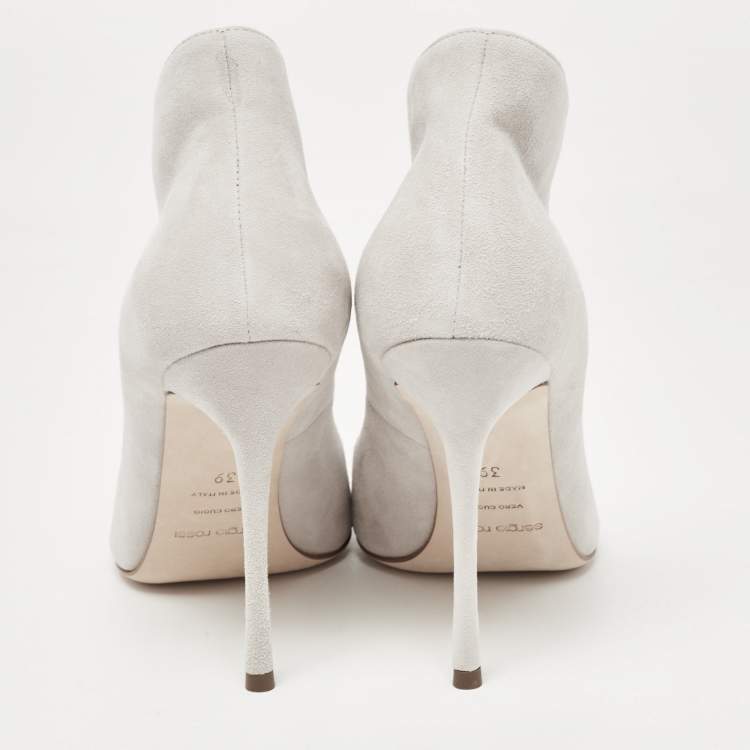 Pre Owned Sergio Rossi Grey Suede Godiva Wave Pumps Size 39