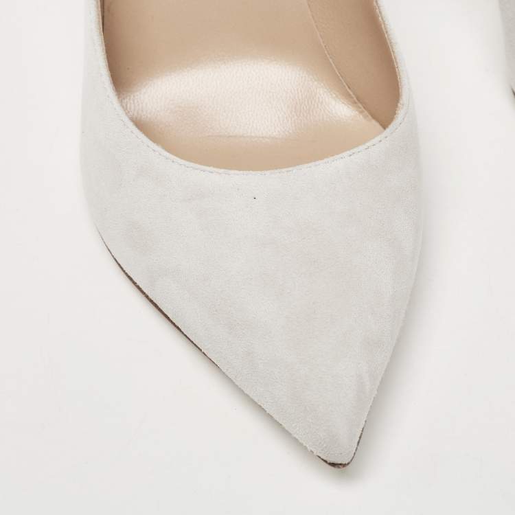 Pre Owned Sergio Rossi Grey Suede Godiva Wave Pumps Size 39