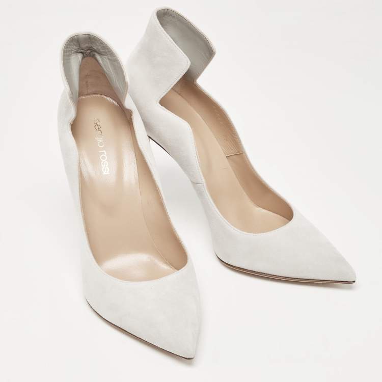 Pre Owned Sergio Rossi Grey Suede Godiva Wave Pumps Size 39