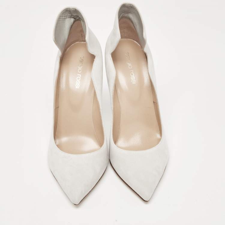 Pre Owned Sergio Rossi Grey Suede Godiva Wave Pumps Size 39