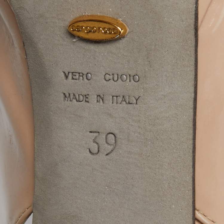 Pre Owned Sergio Rossi Beige Patent Leather Cachet Slingback Pumps Size 39