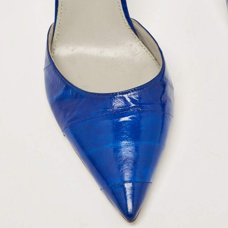 Pre Owned Sergio Rossi Blue Eel D'orsay Pumps Size 38