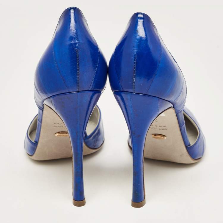 Pre Owned Sergio Rossi Blue Eel D'orsay Pumps Size 38