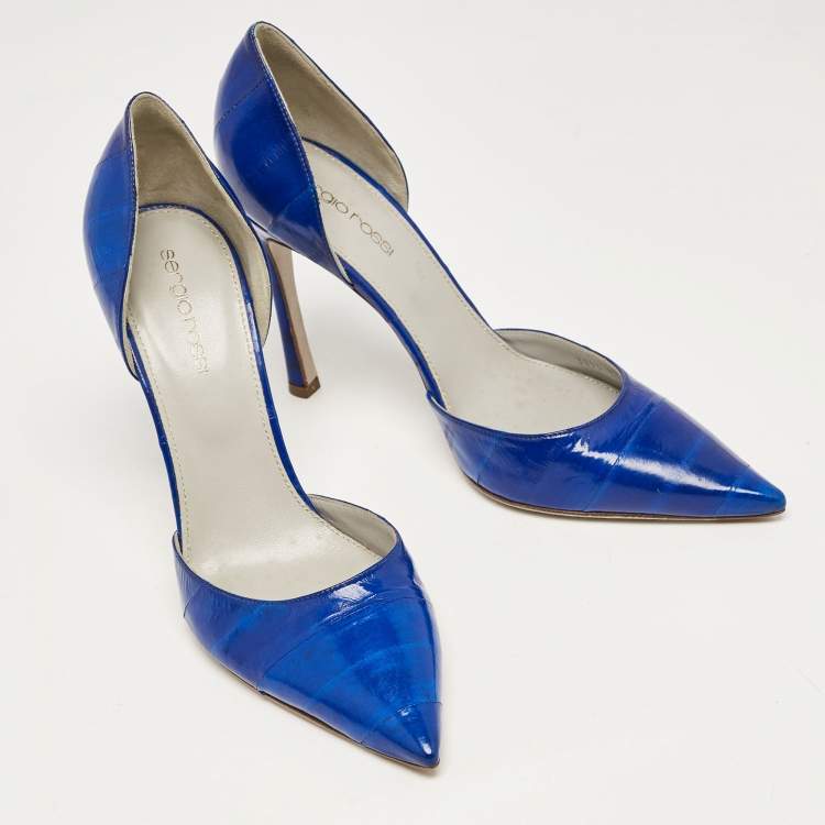 Pre Owned Sergio Rossi Blue Eel D'orsay Pumps Size 38