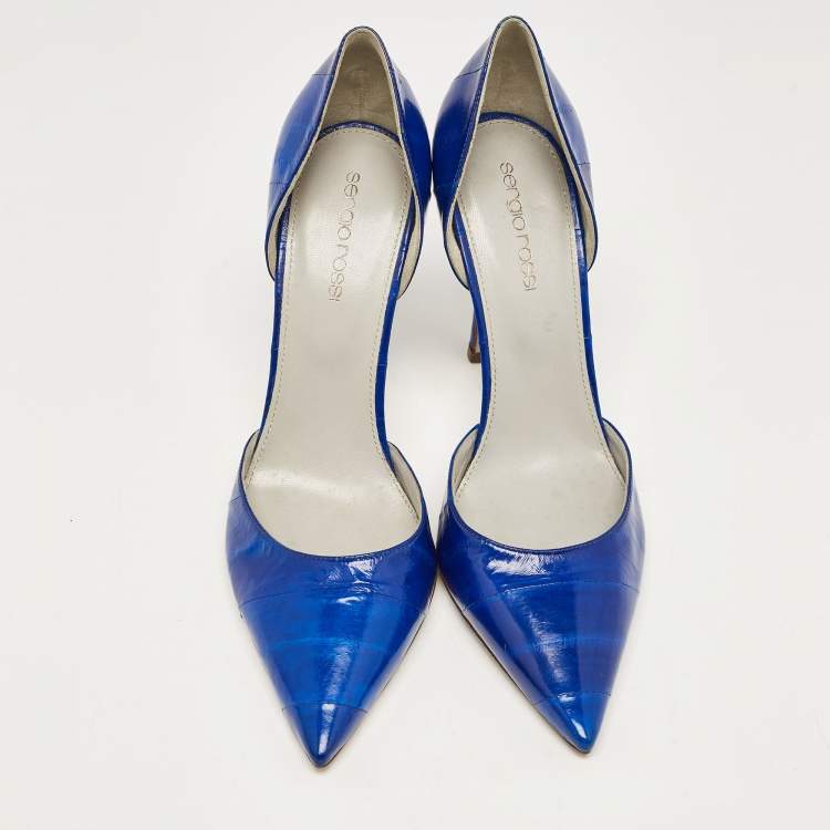 Pre Owned Sergio Rossi Blue Eel D'orsay Pumps Size 38